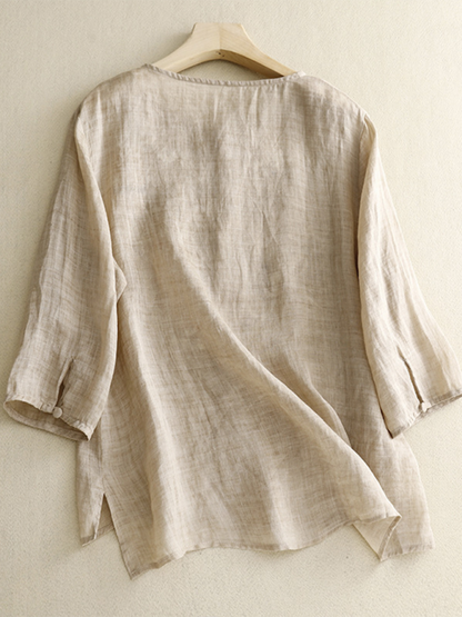 Ladies Top Retro Round Neck with Thin Splits