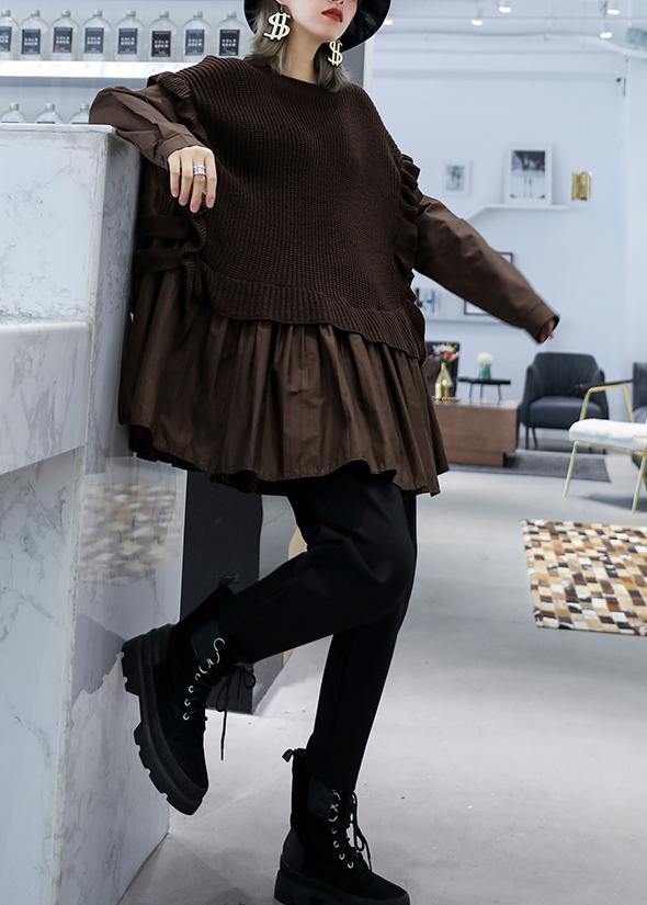 Ladies Top With False Twin Look O-neck