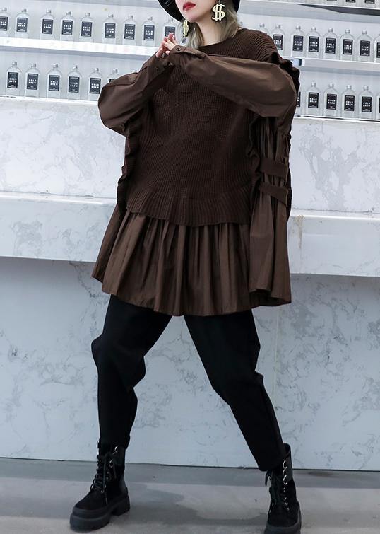 Ladies Top With False Twin Look O-neck