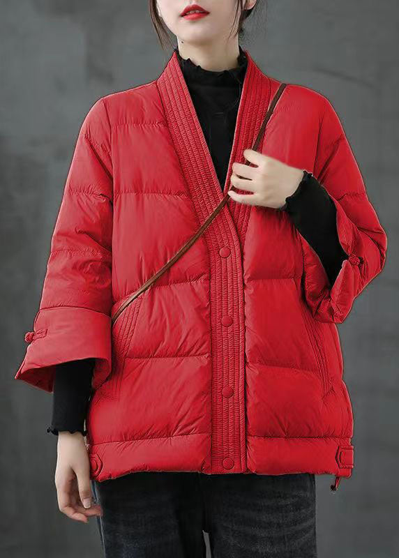 Ladies Winter Coat With V-Neck And Buttons