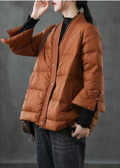Ladies Winter Coat With V-Neck And Buttons