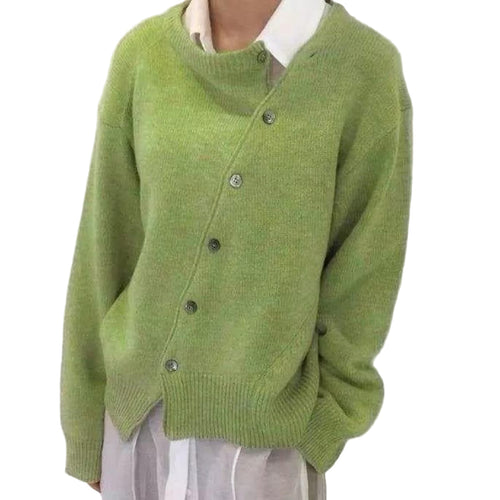 Ladies cardigan with asymmetric buttons
