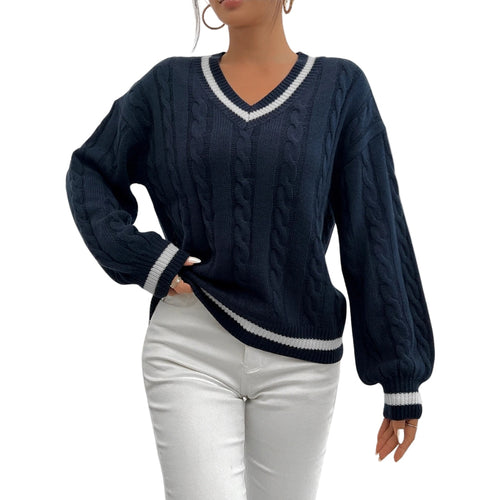 Ladies' jumper V-neck cable knit Stylish