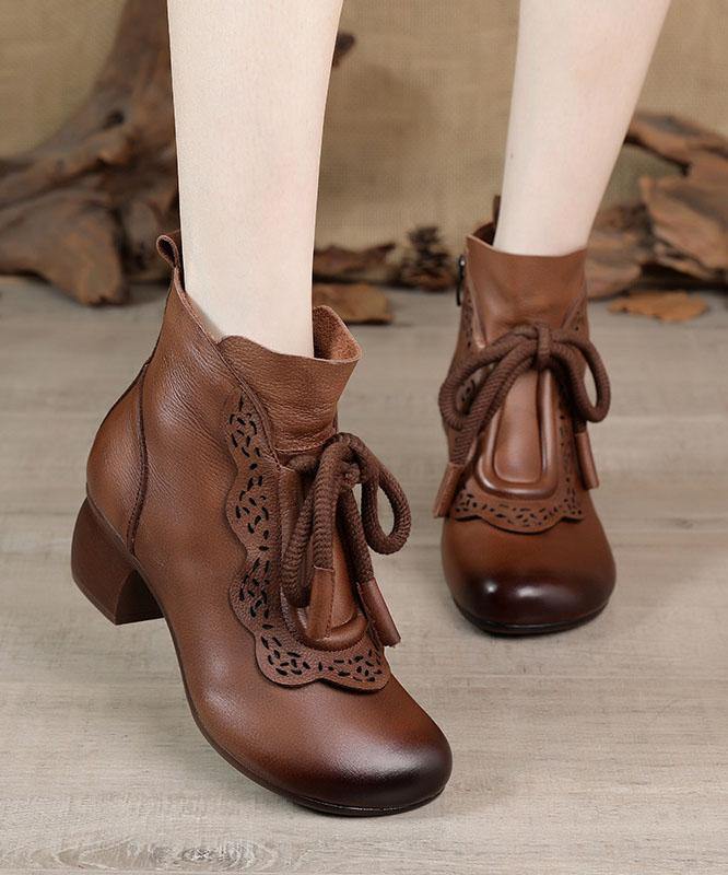 Ladies lace-up boots with zip closure