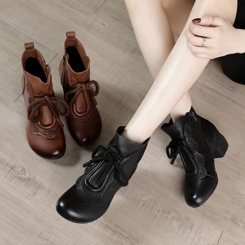 Ladies lace-up boots with zip closure