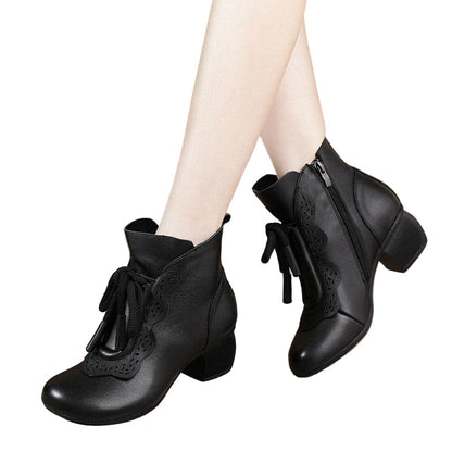 Ladies lace-up boots with zip closure