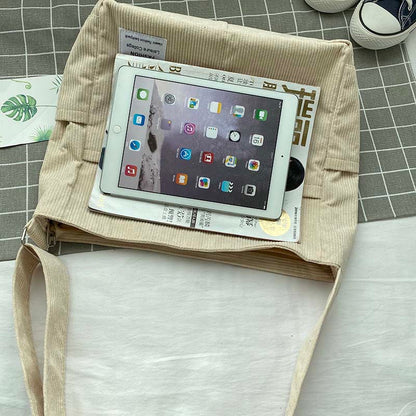 Ladies shoulder bag Corduroy Roomy