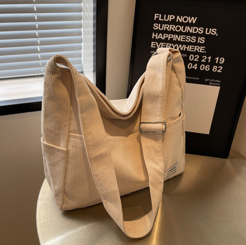 Ladies shoulder bag Corduroy Roomy