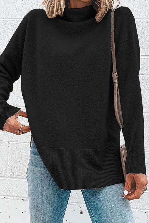 Ladies' turtleneck with Side Slit and Long Sleeves, Modern and Comfortable