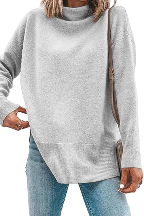 Ladies' turtleneck with Side Slit and Long Sleeves, Modern and Comfortable