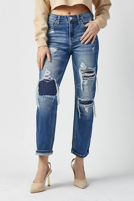 Lady High Waist Straight Jeans Dark