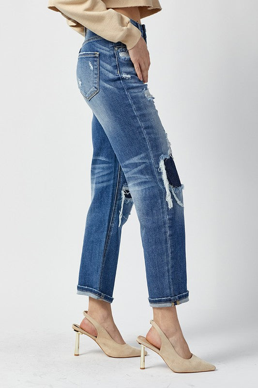 Lady High Waist Straight Jeans Dark