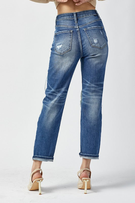 Lady High Waist Straight Jeans Dark