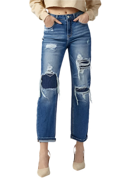 Lady High Waist Straight Jeans Dark