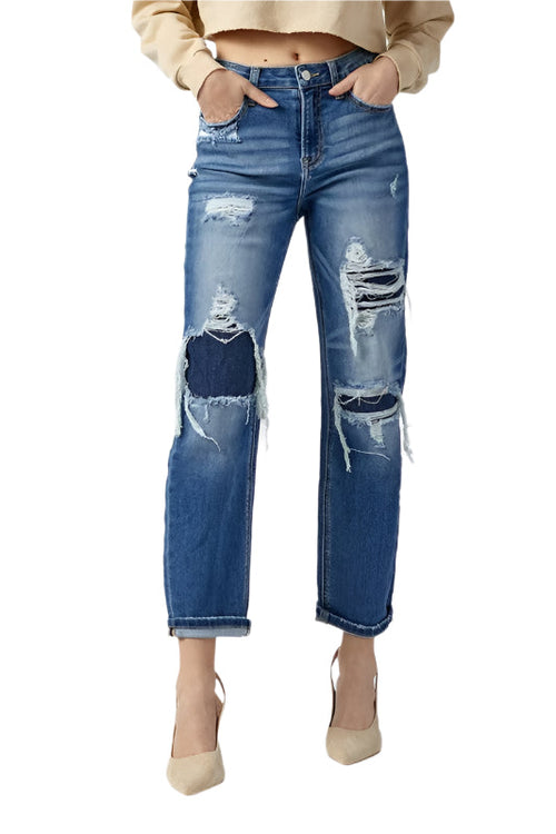 Lady High Waist Straight Jeans Dark