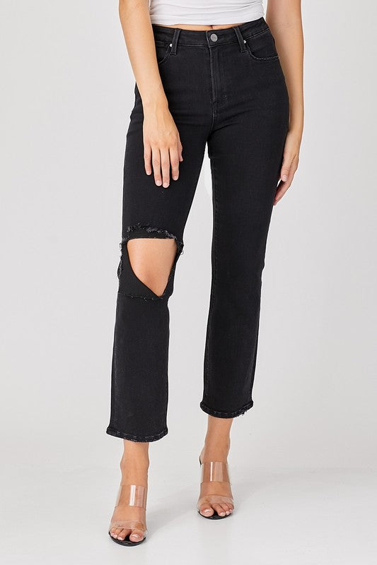 Lady Jeans Distressed Denim Casual Fit