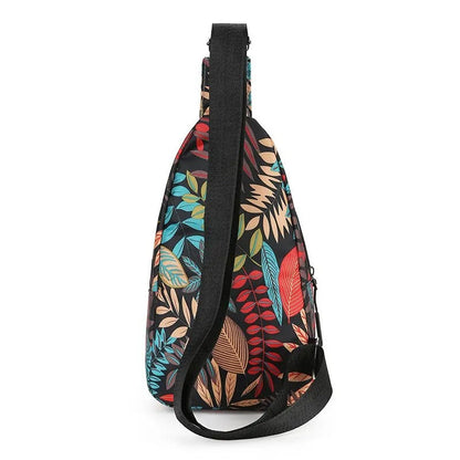 Leaf printed chest bag