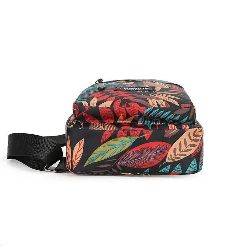 Leaf printed chest bag