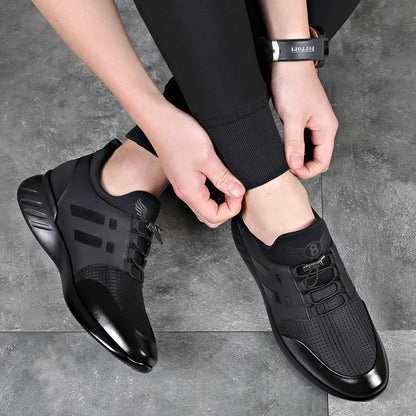 Leather Style Men's Shoes with Height Enhancement