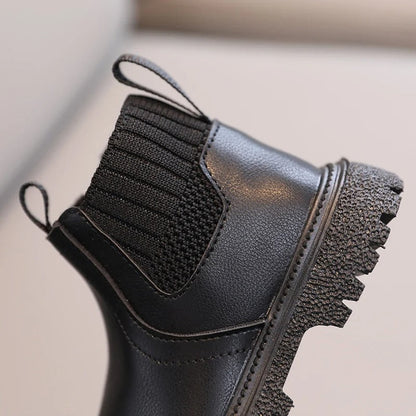 Leather Style boots with side zip for kids