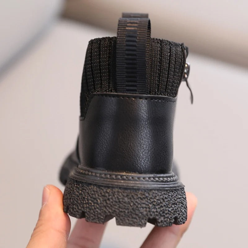 Leather Style boots with side zip for kids