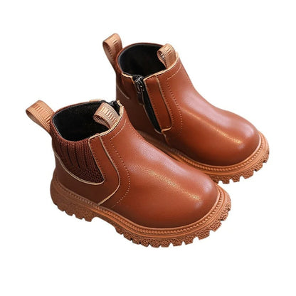 Leather Style boots with side zip for kids