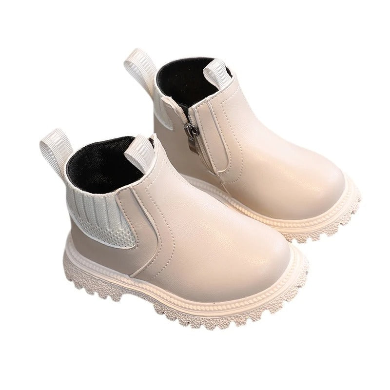 Leather Style boots with side zip for kids