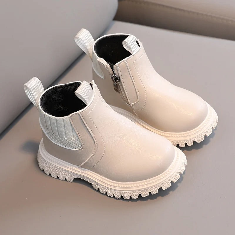 Leather Style boots with side zip for kids