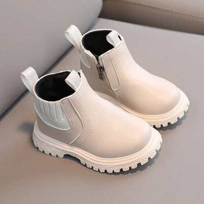 Leather Style boots with side zip for kids