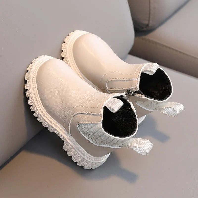 Leather Style boots with side zip for kids