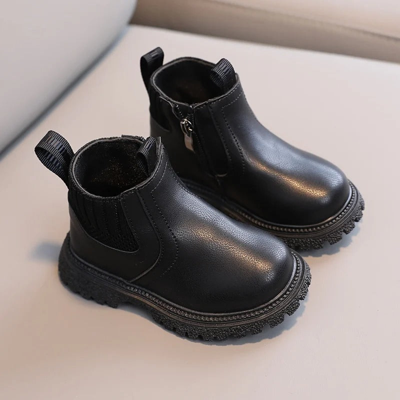 Leather Style boots with side zip for kids