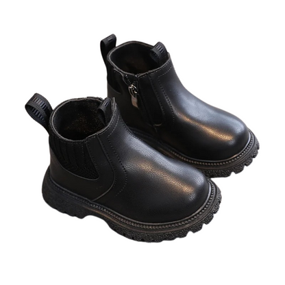 Leather Style boots with side zip for kids