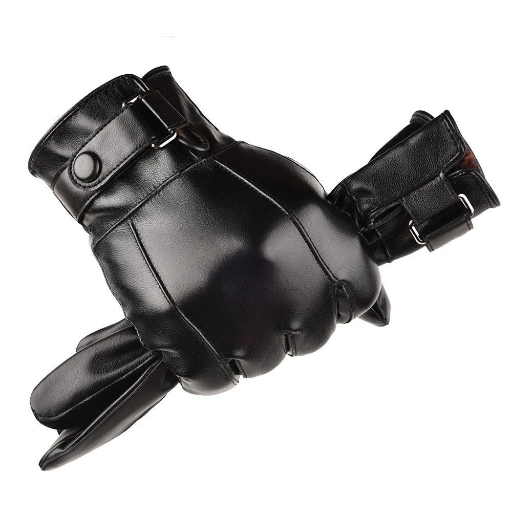 Leather Style men's winter gloves