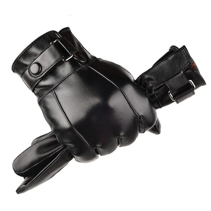 Leather Style men's winter gloves