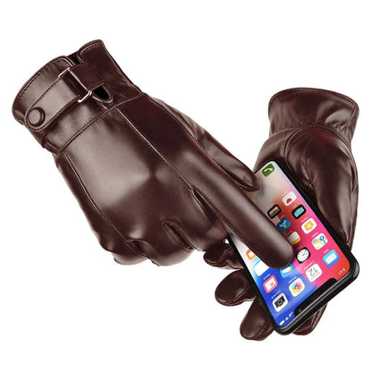Leather Style men's winter gloves