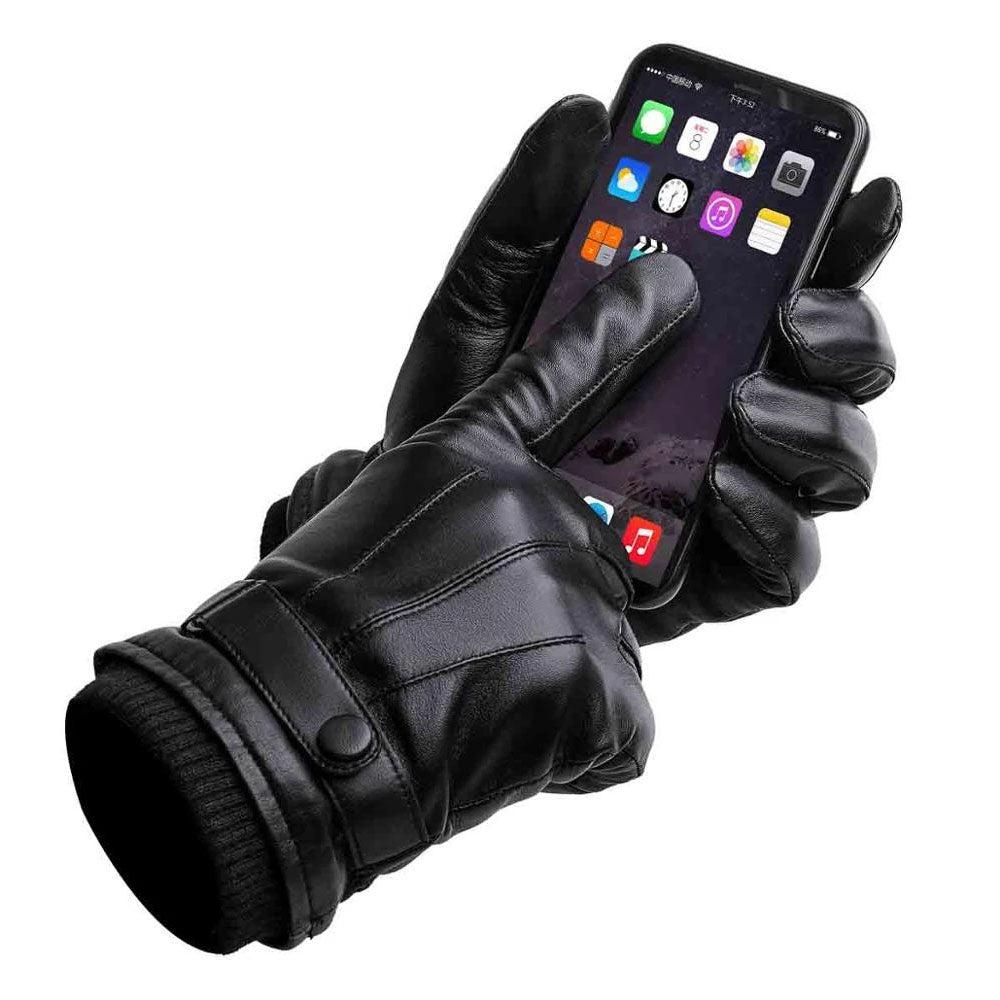 Leather Style men's winter gloves