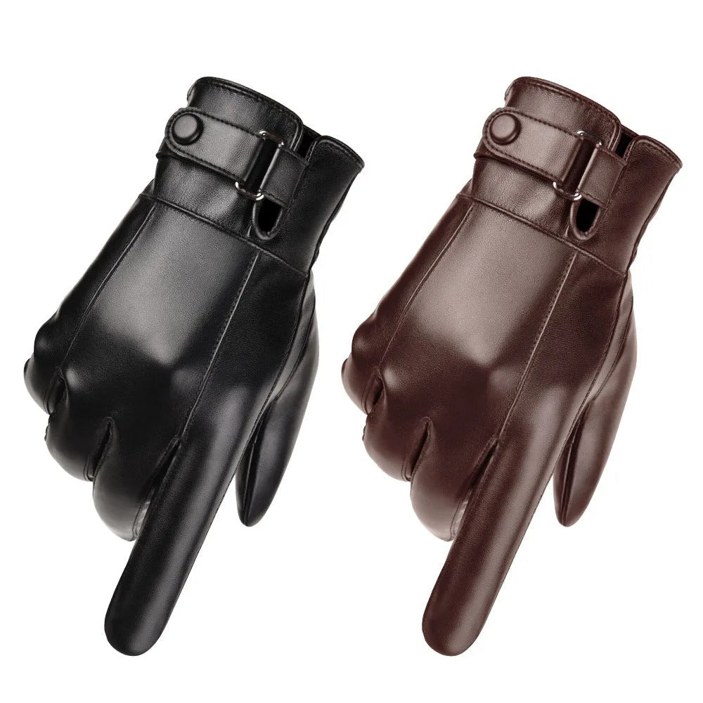Leather Style men's winter gloves