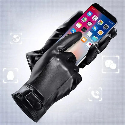 Leather Style men's winter gloves