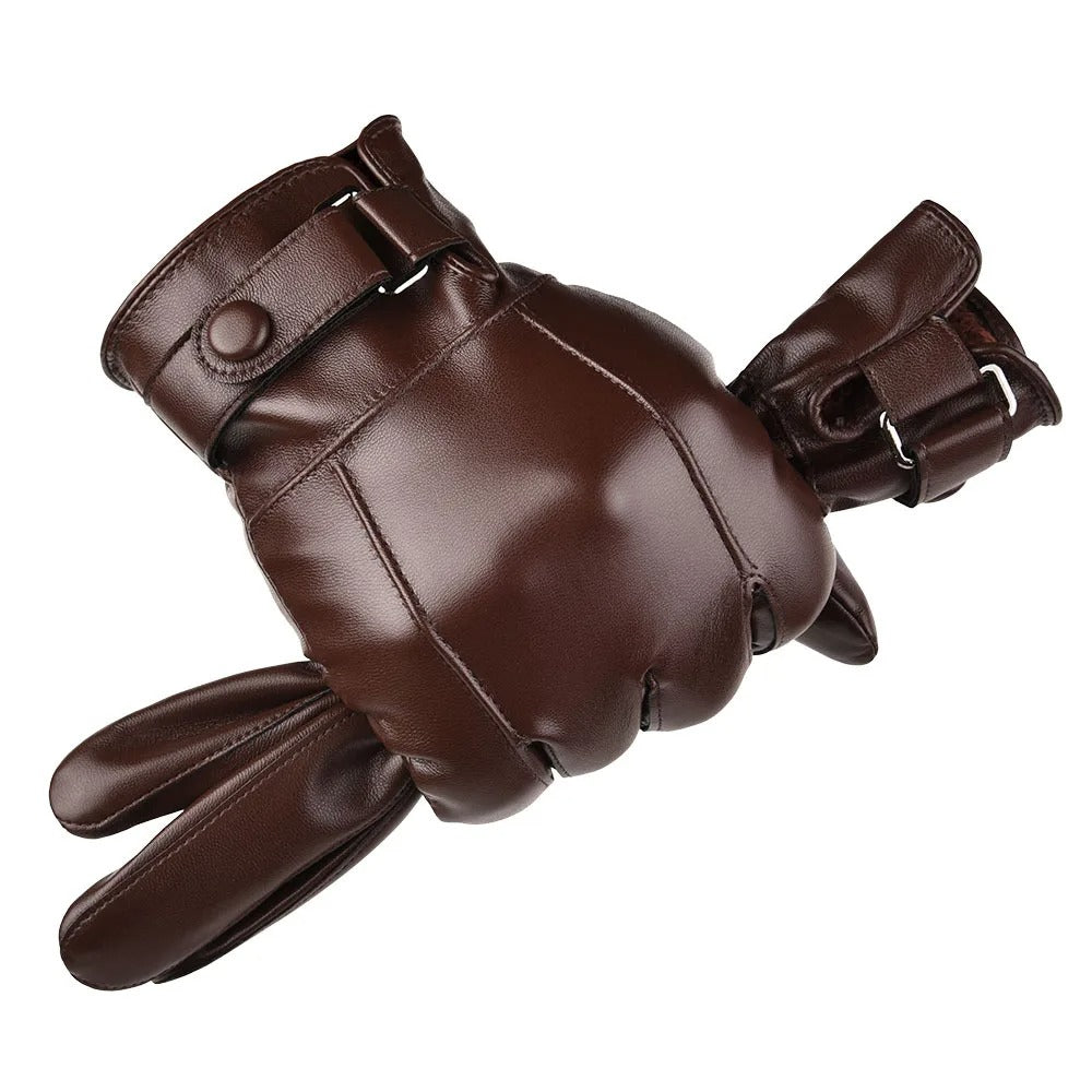 Leather Style men's winter gloves
