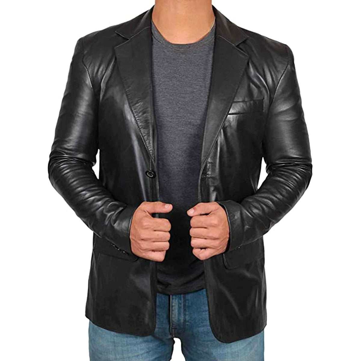Leather blazer jacket for men