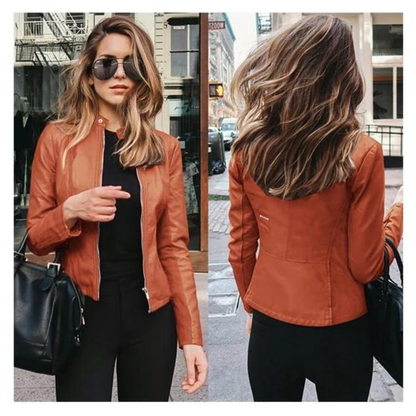 Leather style motorbike jacket for women
