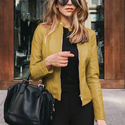 Leather style motorbike jacket for women
