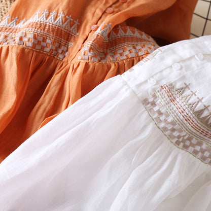 Long Dress Ladies Flowing Cotton-Linen Bohemian Summer Dress