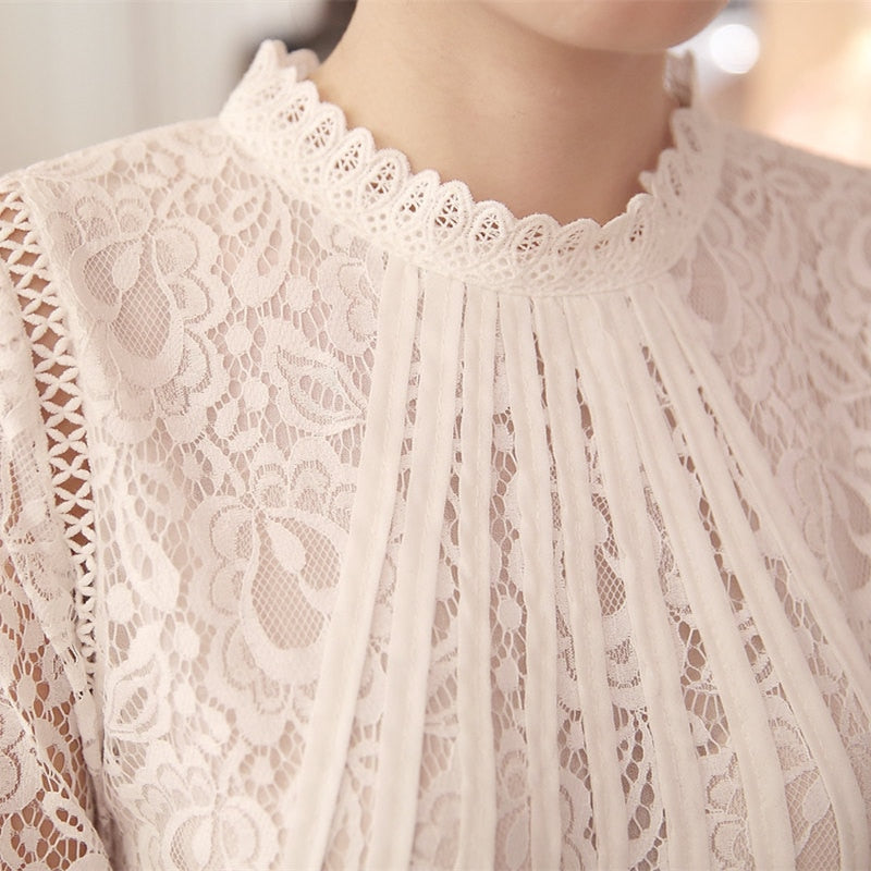 Long-sleeved Chiffon Lace Crochet Tops