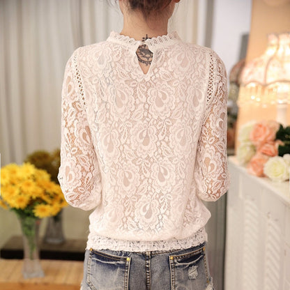 Long-sleeved Chiffon Lace Crochet Tops