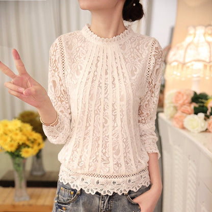 Long-sleeved Chiffon Lace Crochet Tops
