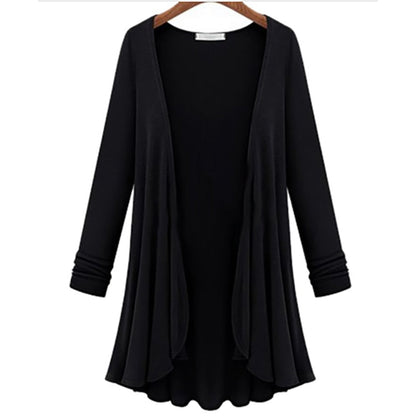 Long-sleeved casual cardigan with ruffles