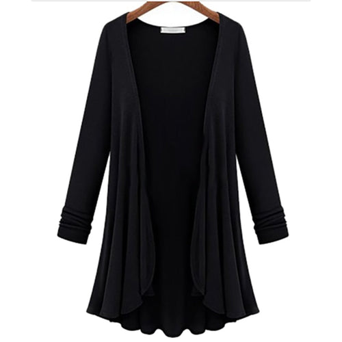 Long-sleeved casual cardigan with ruffles