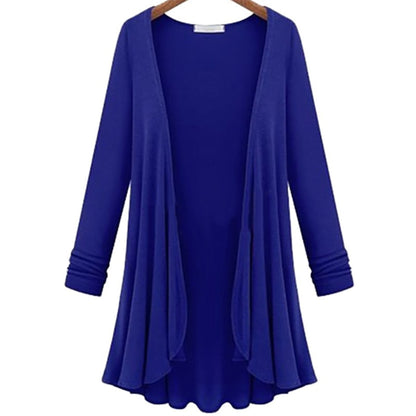 Long-sleeved casual cardigan with ruffles