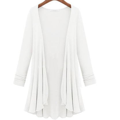 Long-sleeved casual cardigan with ruffles